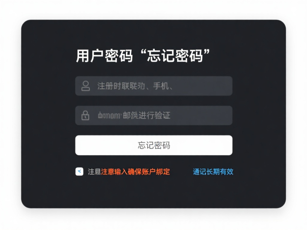 忘记密码：用户可通过“忘记密码”功能进行重置，输入